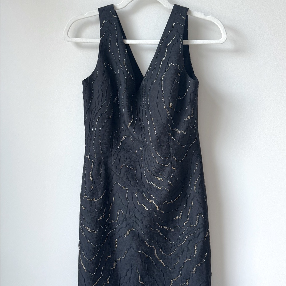 Rene Ruiz Black and Gold Midi Dress